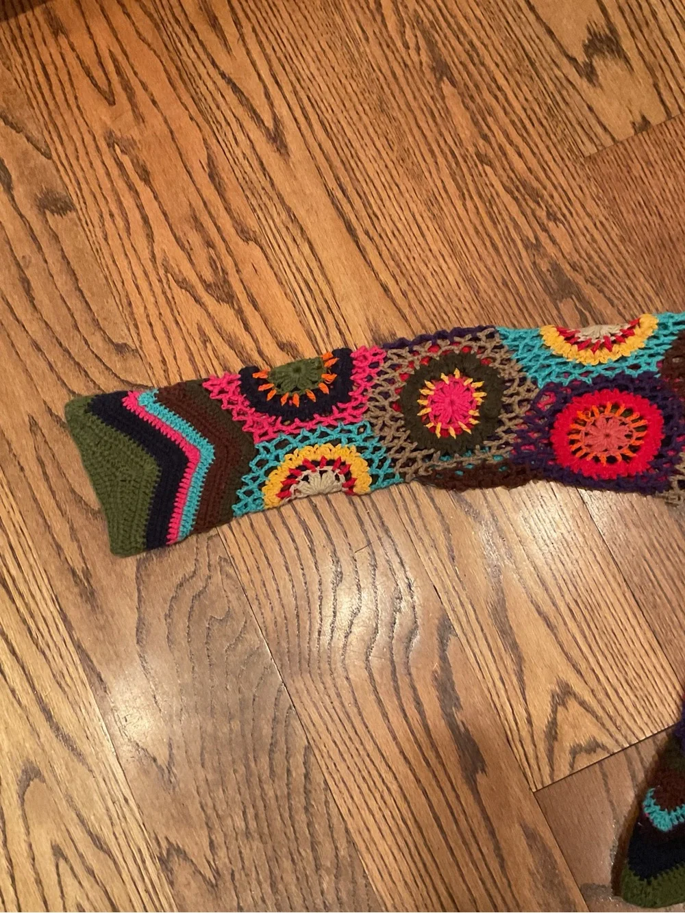 VINTAGE Crochet Multicolor Scoop-Neck Sweater TOTALLY BOHO HIPPIE